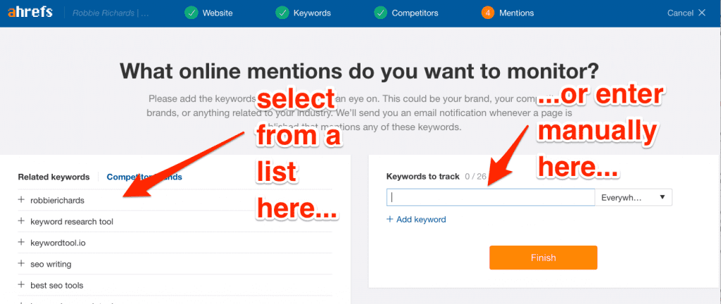 Entering brand mentions into Ahrefs Entering brand mentions into Ahrefs