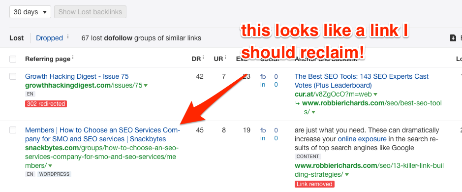 Example of a link to reclaim Example of a link to reclaim