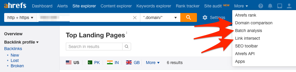 Additional tools in Ahrefs Additional tools in Ahrefs