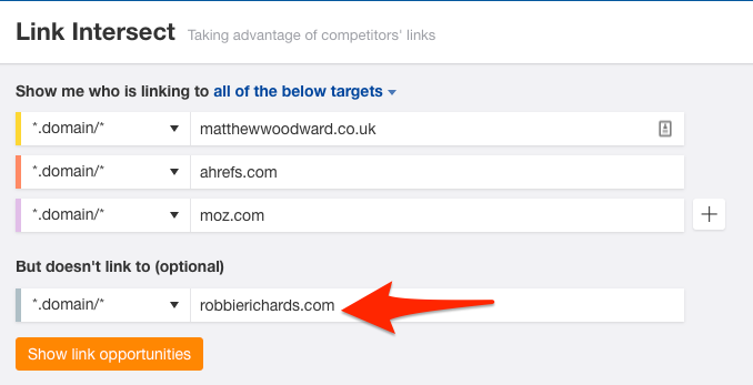 Using the Ahrefs Link Intersect Tool Using the Ahrefs Link Intersect Tool