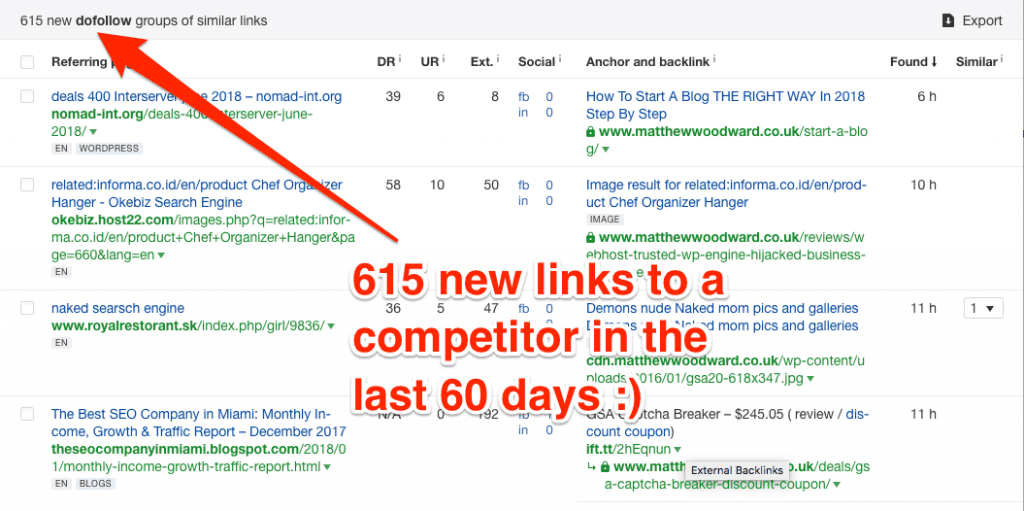 Filtering the New Backlinks report Filtering the New Backlinks report