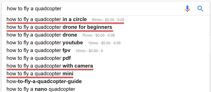 Google autosuggest results Google autosuggest results