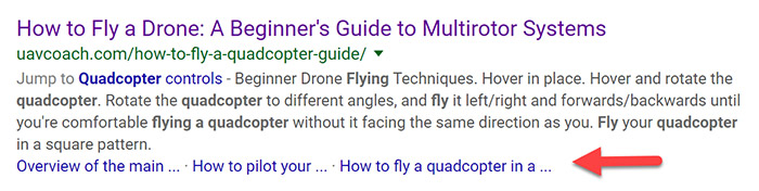 Jump links display in the SERP results Jump links display in the SERP results