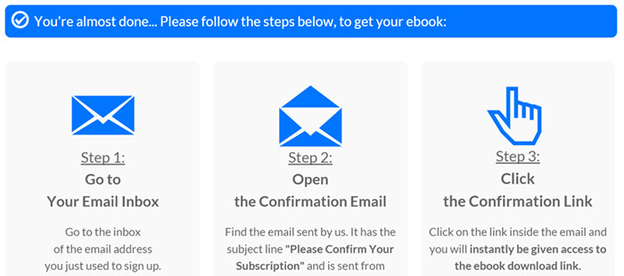 Example email confirmation page Example email confirmation page