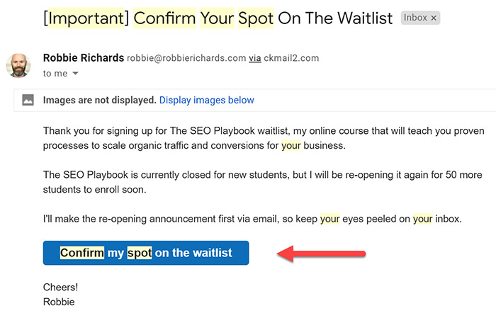 Confirmation email Confirmation email