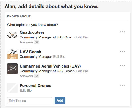 Filling in Quora profile Filling in Quora profile
