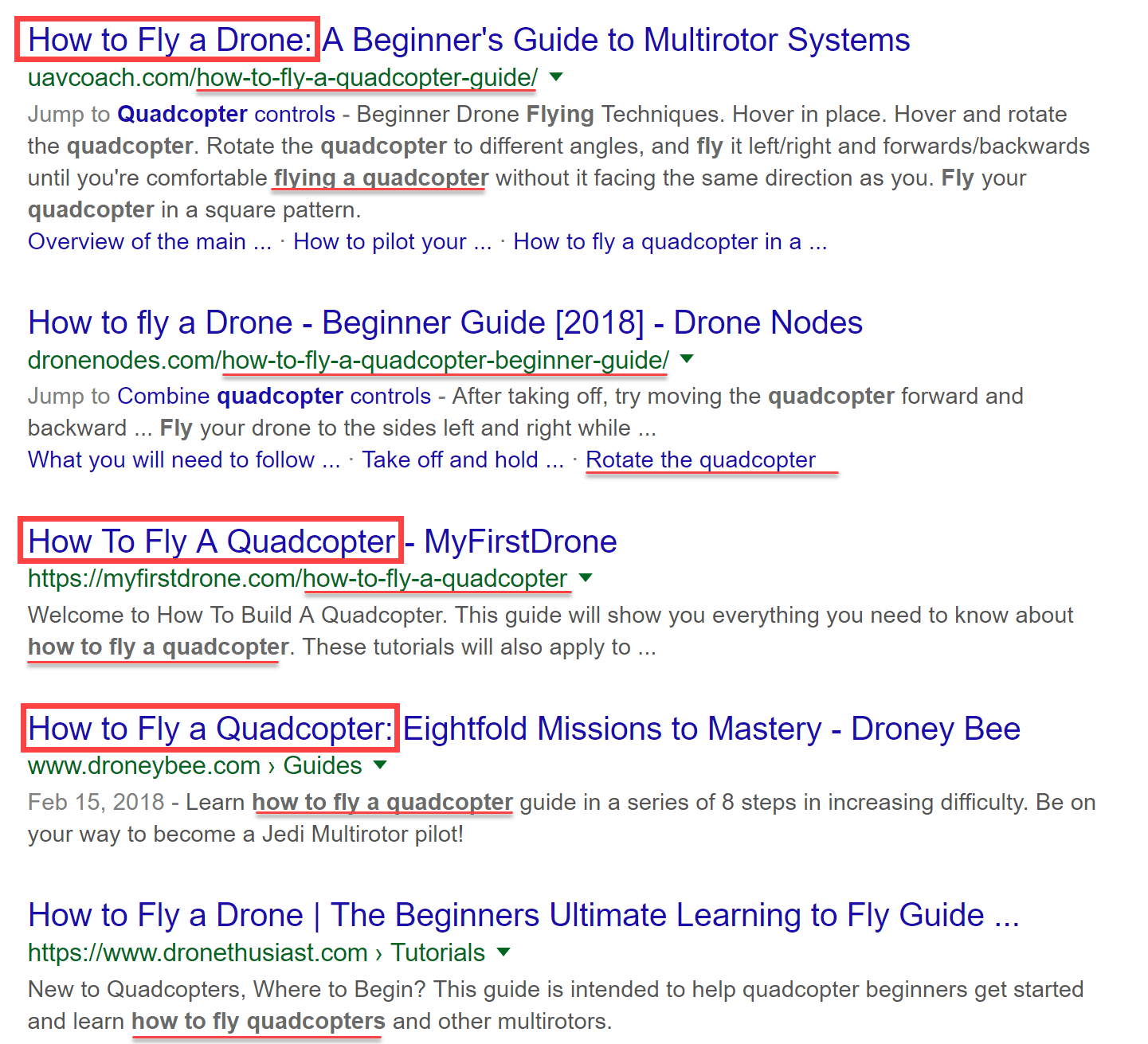 Examples of on-page optimization in the SERPs Examples of on-page optimization in the SERPs