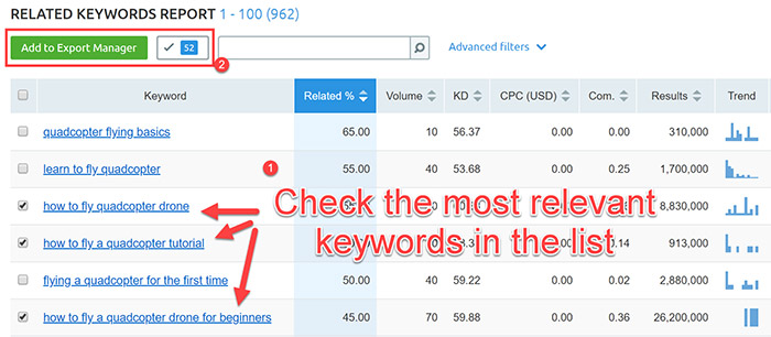Using the SEMrush Export Manager Using the SEMrush Export Manager