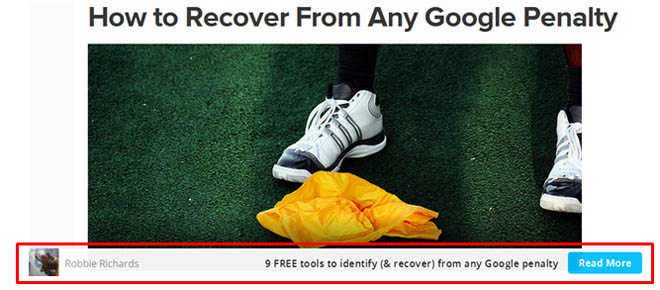 Sniply URL displaying on the bottom of curated content