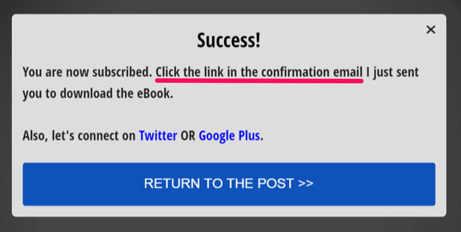 List builder success message