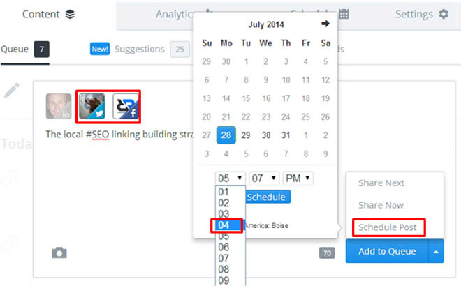 Scheduling blog post promotion in Buffer