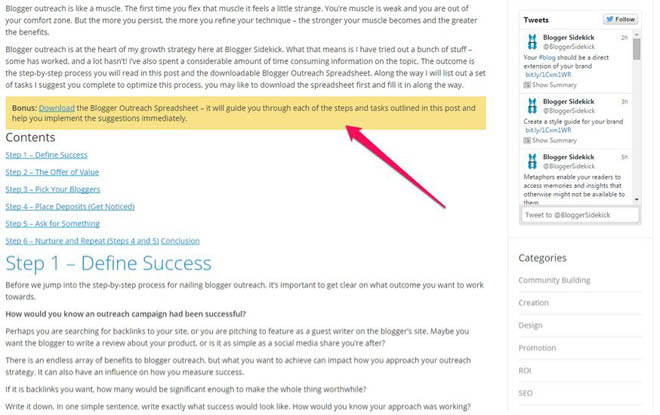 A lead magnet in the post copy