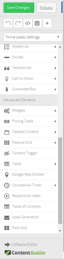 Thrive Leads form editor