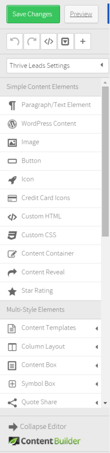 Thrive Leads form editor