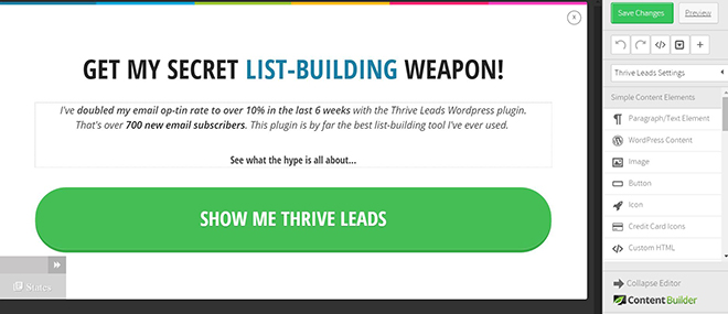 Thrive Leads form editor