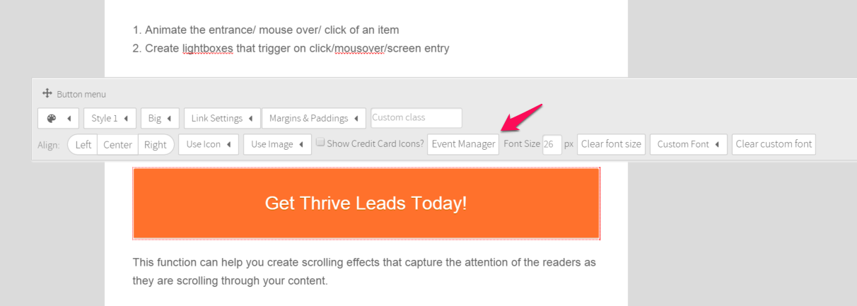 Thrive Leads event manager