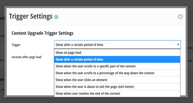 Thrive Leads form triggers