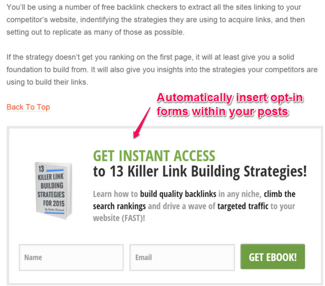 Thrive leads in-content opt-in forms