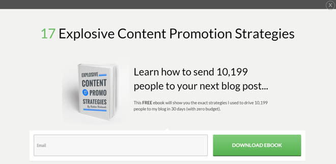 Thrive Leads content promotion ebook lightbox