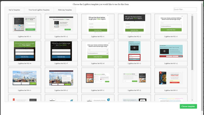 Thrive leads opt-in template library