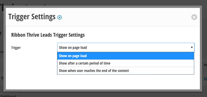 Thrive Leads ribbon form triggers