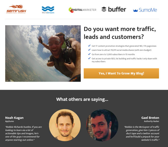 List building with a squeeze page