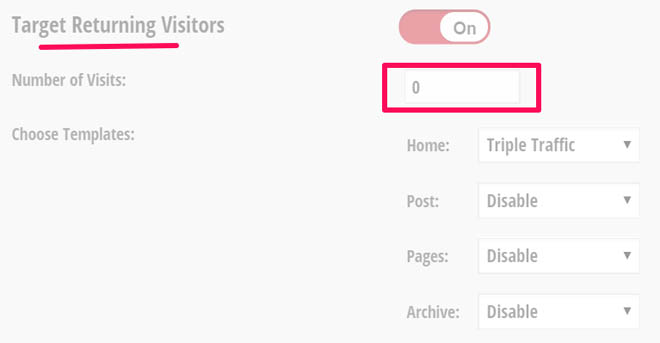 Feature box target returning visitors