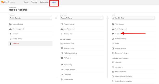Setting up Google Analytics goal funnels for list building