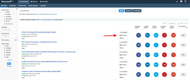 List building with buzzsumo