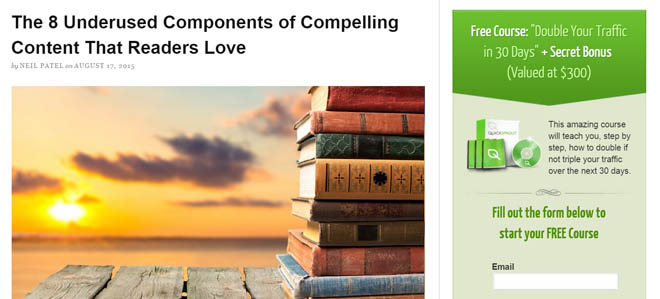 List building with a sidebar opt-in form