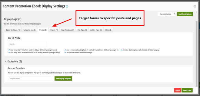 Target sidebars to specific posts and pages