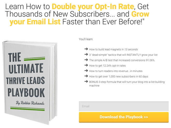 Thrive leads playbook squeeze page