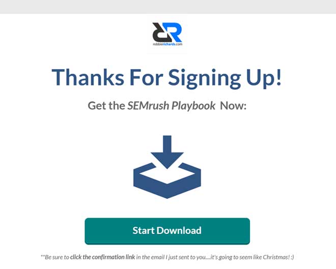 Autoresponder thank you page