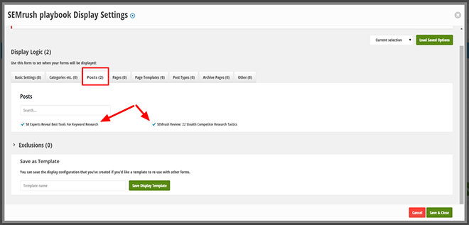 Popup targeting in Thrive Leads