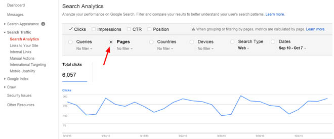 Page report in Google Search Console