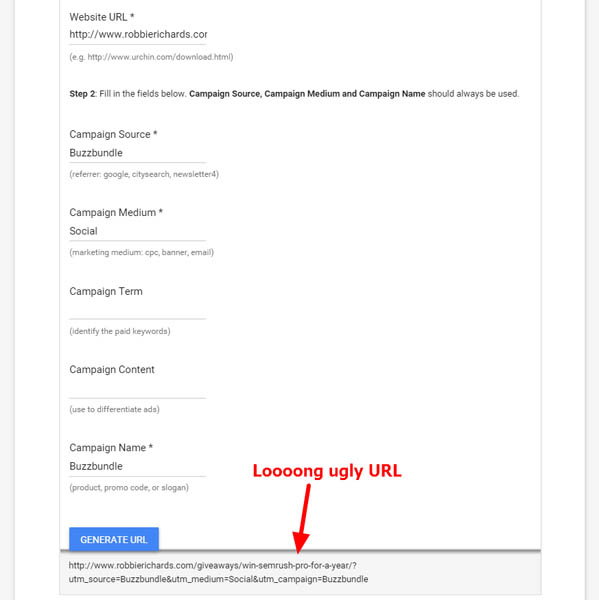 Use custom URLs to track giveaway performance