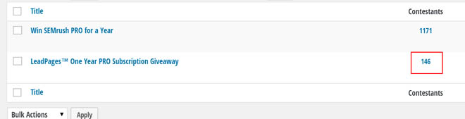 LeadPages giveaway results