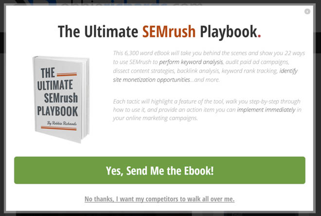 SEMrush popup giveaway