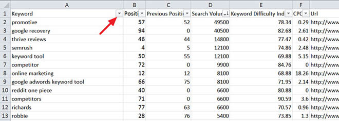 Using spreadsheet filters