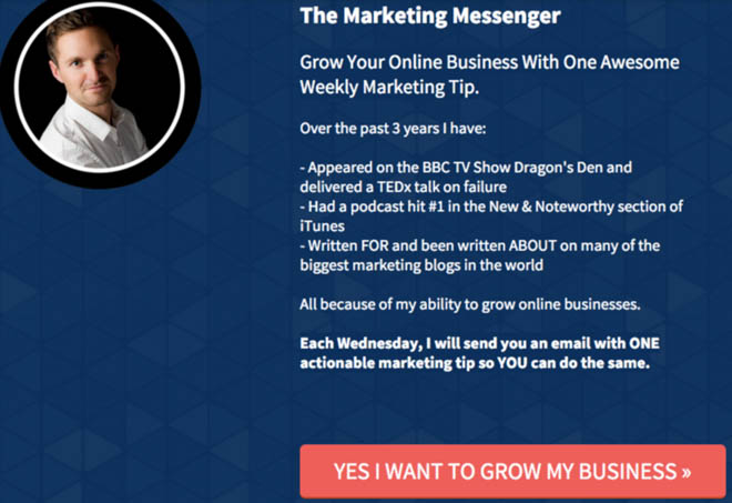 The Marketing Messenger email opt-in
