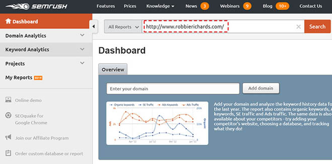 SEMrush dashboard 2