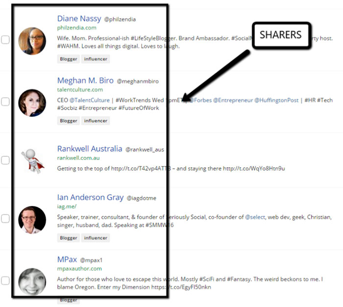 Buzzsumo View Sharers 2