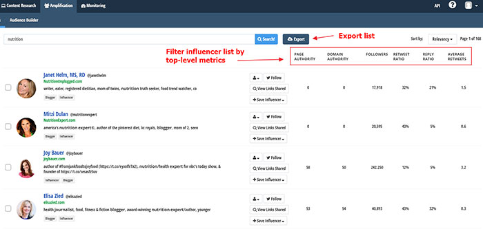 Filter Buzzsumo List