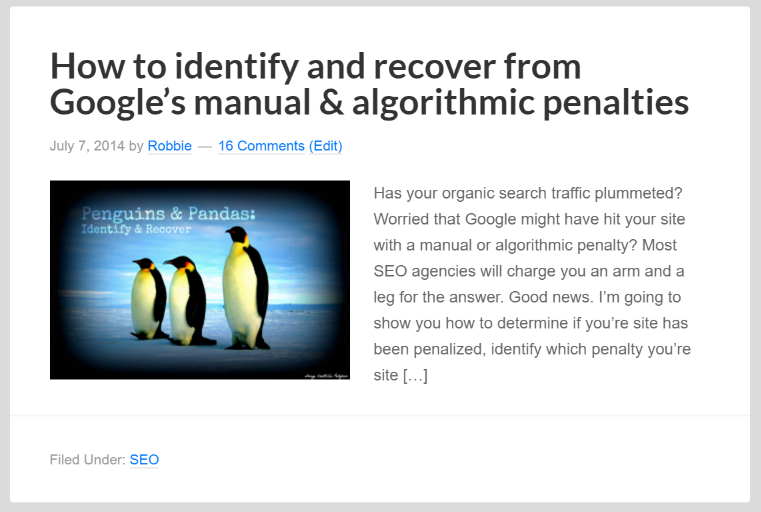 Google penalty recovery