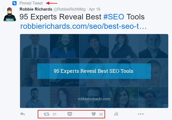 Pinned tweet engagement