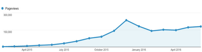 Growth in organic traffic from long tail keywords