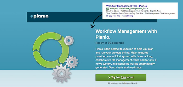 Plan.io SEO copywriting example