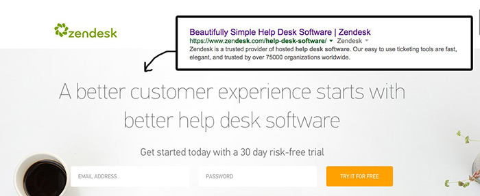 Zendesk copywriting example