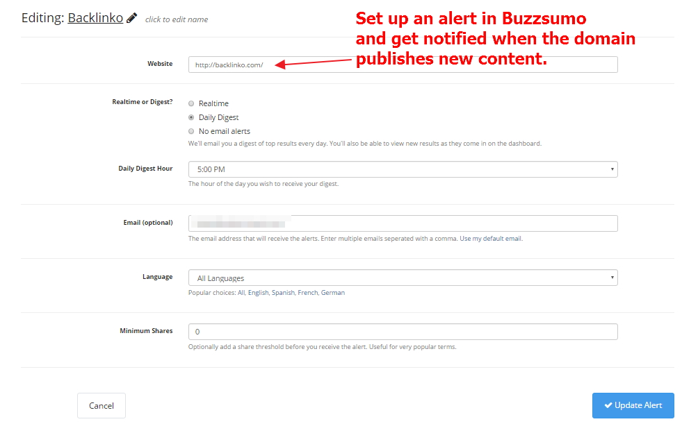 Buzzsumo alert