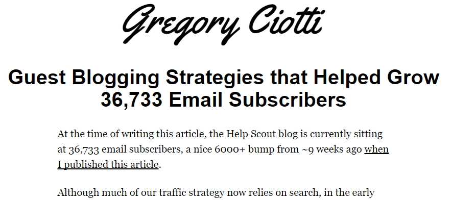 Gregory Ciotti guest post results